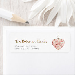 Minimalist Christmas Heart Ornament Returadress Etikett