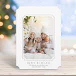 Minimalist Christmas Photo Julkort<br><div class="desc">Simple Christmas | Holiday photo card features your photo in a ticket shape frame with a winter greenery pattern on the back. For more advanced customization of this design,  please click the BLUE DESIGN TOOL BUTTON.</div>