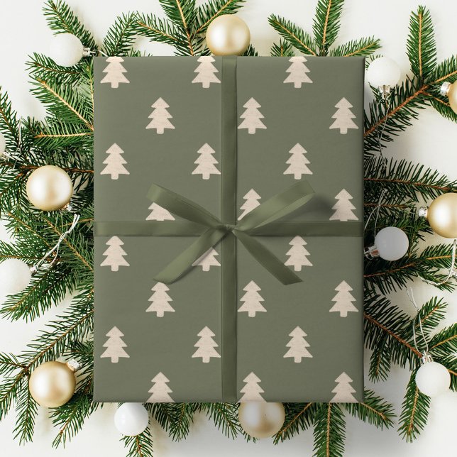 Minimalist Christmas Pine Tree Neutral Boho Winter Presentpapper (Skapare uppladdad)
