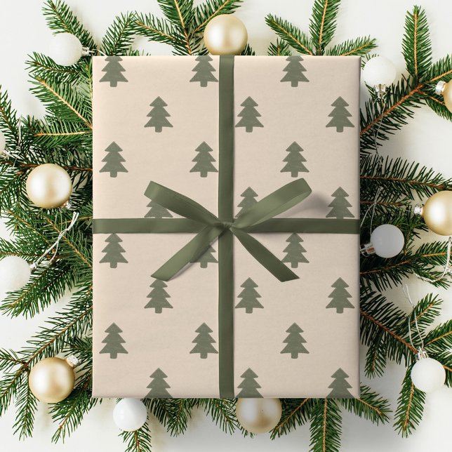 Minimalist Christmas Pine Tree Neutral Boho Winter Presentpapper (Skapare uppladdad)
