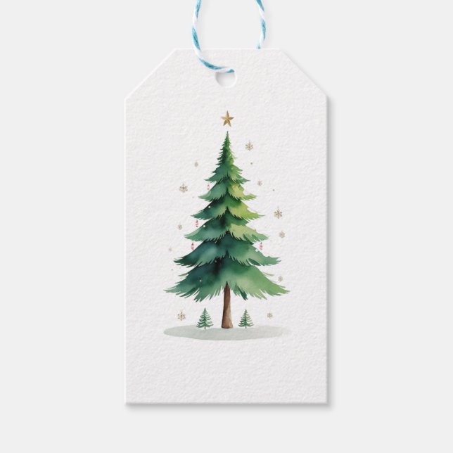 Minimalist Christmas Pine Tree Stickers – Holiday  Presentetikett (Framsidan)
