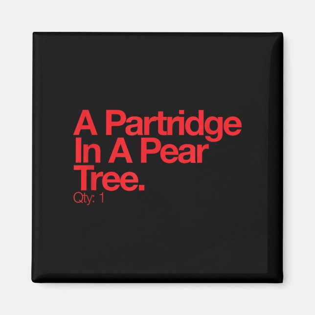 Minimalist Christmas T Shirt - Partridge In A Pear Magnet (Framsidan)