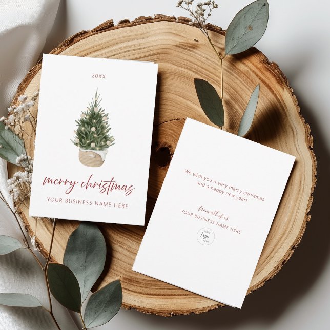 Minimalist Christmas Tree Business Holiday Card Inbjudningar (Skapare uppladdad)