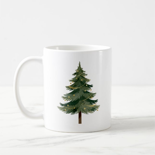 Minimalist Christmas Tree Design Kaffemugg (Vänster)