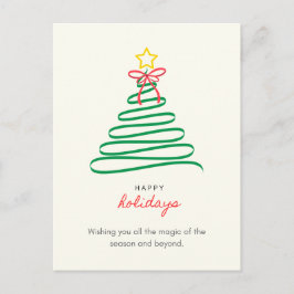 Minimalist Christmas Tree Happy Holidays Postcard Helg Vykort