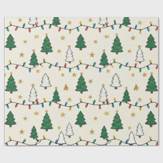 Minimalist Christmas Tree Lights Pattern Gift Presentpapper