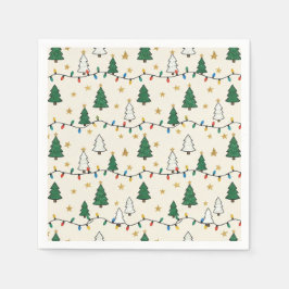Minimalist Christmas Tree Lights Pattern Party Pappersservett
