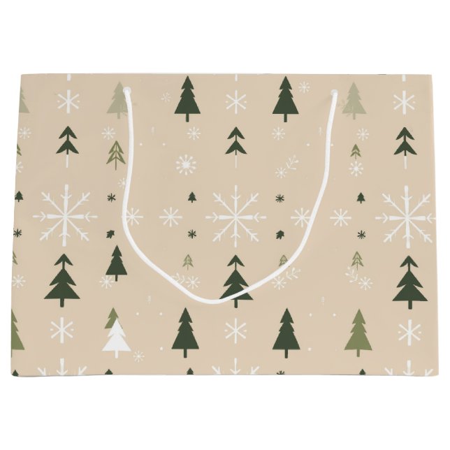 Minimalist Christmas Trees & Snowflakes Gift Bag (Framsidan)
