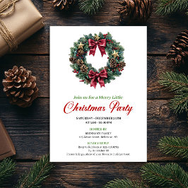 Minimalist Christmas Wreath Party Invitation Inbjudningar