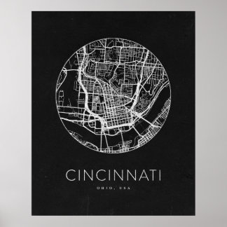 Minimalist Cincinnati City Karta Poster