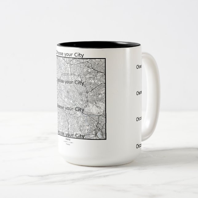 Minimalist City Map Mug Två-Tonad Mugg (Framsida höger)