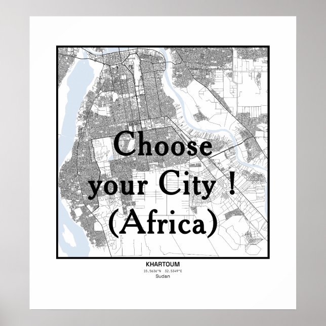 Minimalist City Maps Poster Line Art AFRICA (Framsidan)