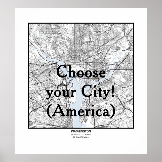 Minimalist City Maps Poster Line Art AMERICA (Framsidan)