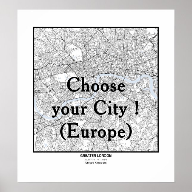 Minimalist City Maps Poster Line Art EUROPE (Framsidan)
