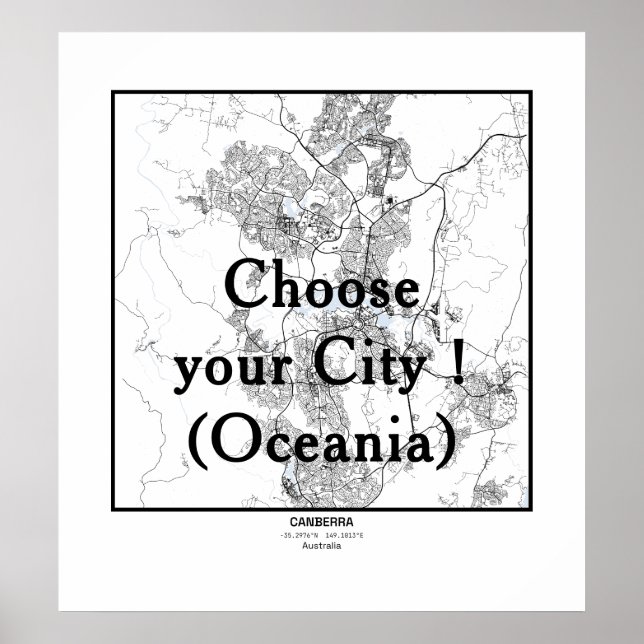 Minimalist City Maps Poster Line Art OCEANIA (Framsidan)