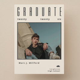 Minimalist class of 2026 Photo Graduation  Inbjudningar