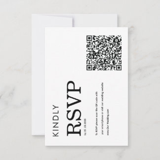 minimalist classic QR black and white RSVP card OSA Kort