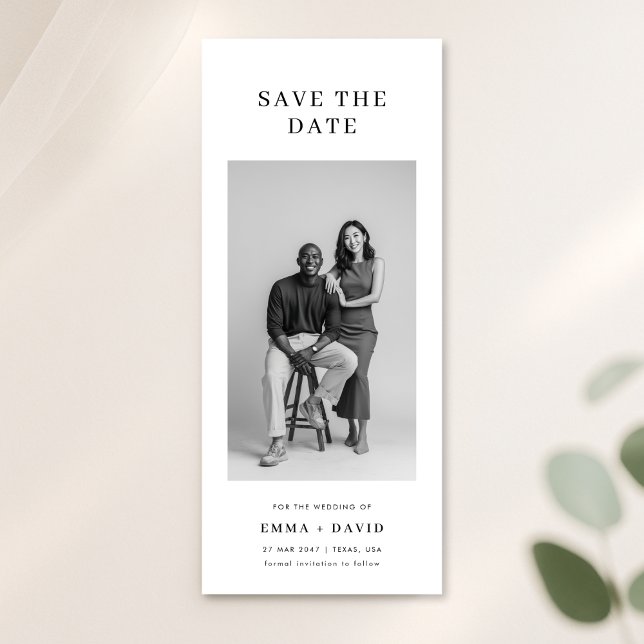 Minimalist Classic Studio Photo Wedding Bookmark Spara Datumet (Skapare uppladdad)