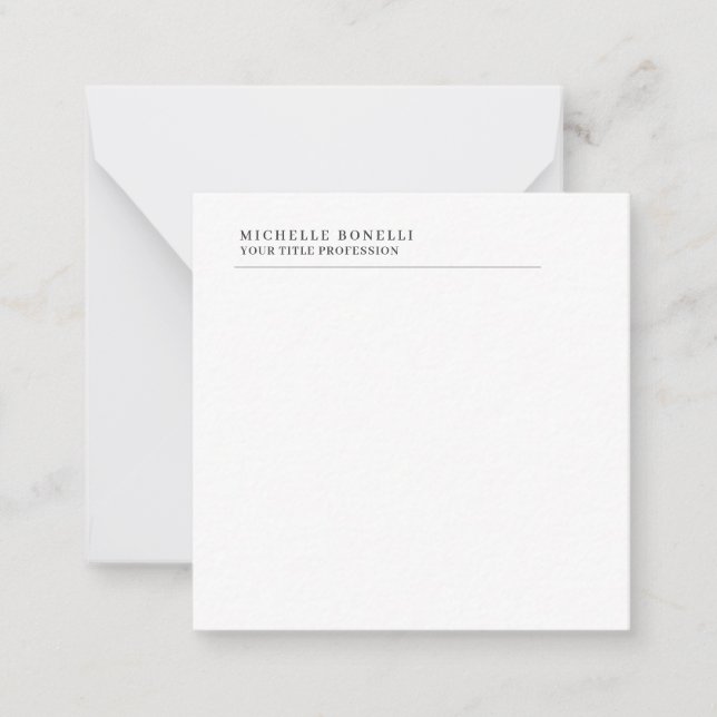 Minimalist Classical Plain Professional Own Name Anteckningskort (Framsida)