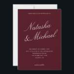 Minimalist Classy Burgundy Wedding Inbjudningar<br><div class="desc">Create your own custom wedding invitations in a minimalist elegant style. Add your personalized details of your wedding day in modern typography with names in classic script design.</div>