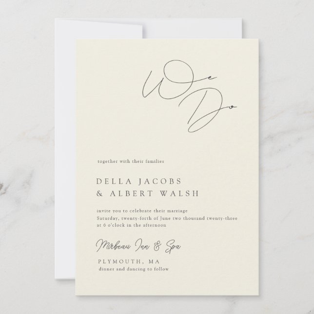 Minimalist Classy Calligraphy Ivory Wedding Inbjudningar (Framsida)