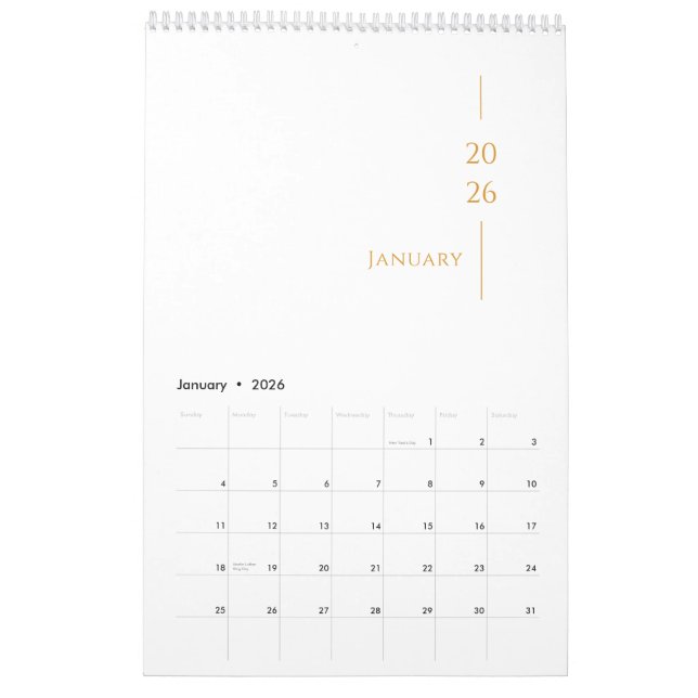 Minimalist Clean Design Kalender (Jan 2026)