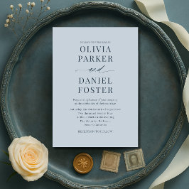 Minimalist Coastal Blue Wedding Invitation Inbjudningar