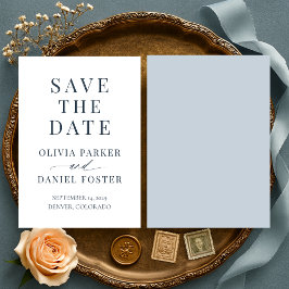 Minimalist Coastal Blue Wedding Save the Date Spara Datumet