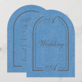 Minimalist Cobalt Blue and Gray Arch Wedding Inbjudningar