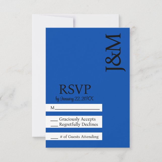 Minimalist Cobalt Blue RSVP card OSA Kort (Framsida)