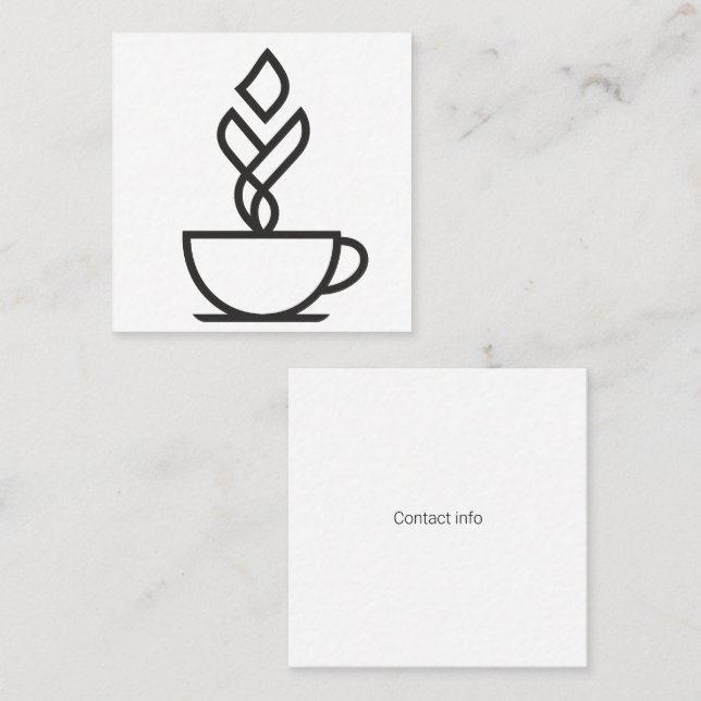 Minimalist Coffee Square Business Cards Fyrkantigt Visitkort (Fram/baksida)
