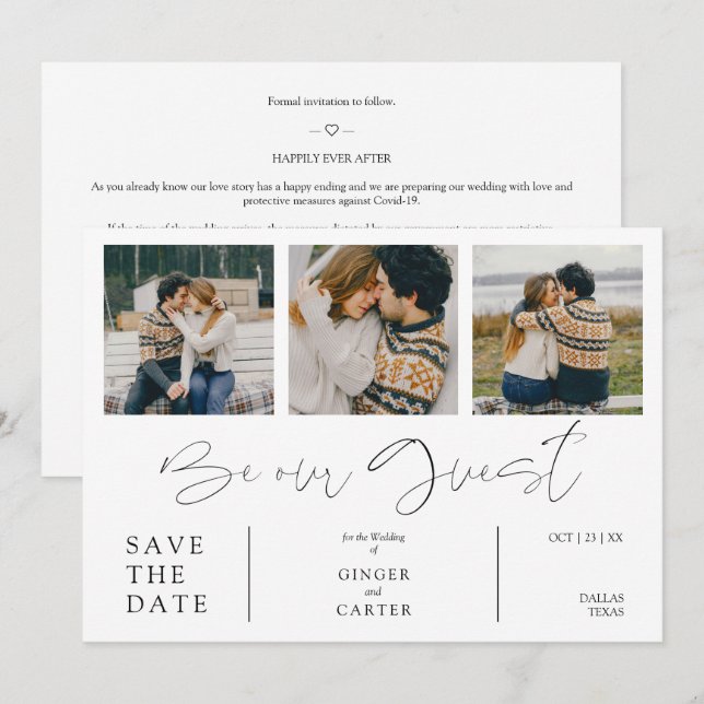 Minimalist Collage Be Our Guest 3 Photos Couple (Fram/baksida)