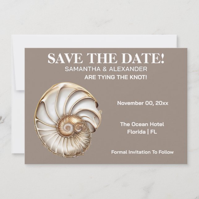 Minimalist Conch Shell Save The Date Card Inbjudningar (Framsida)