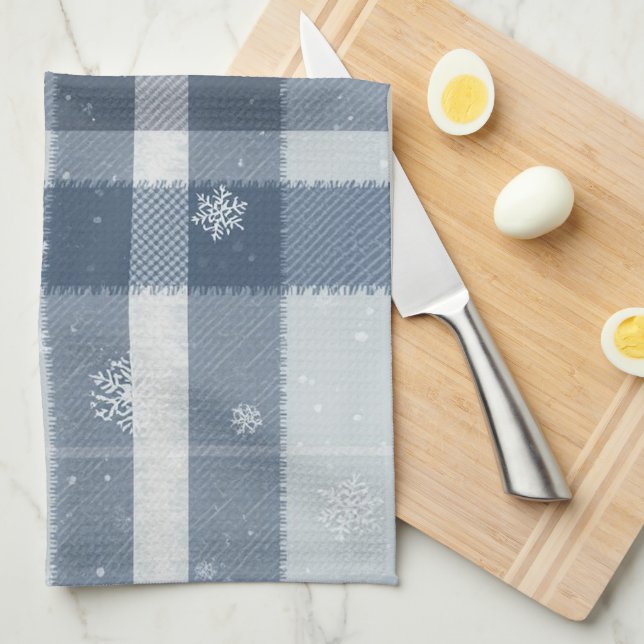Minimalist Cool Gray Plaid Kitchen Towel – Neutral Kökshandduk (Vikt i Fjärdedel)