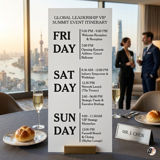 Minimalist Corporate VIP Summit Event Itinerary Reklamkort (Skapare uppladdad)