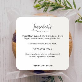 Minimalist Cottage Food Bakery Ingredient Fyrkantigt Klistermärke