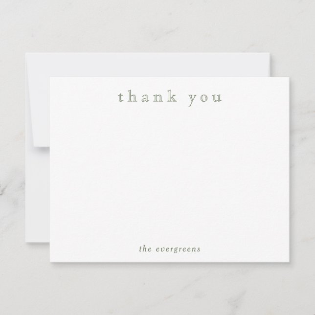 Minimalist Couples Family Sage Green Thank You  Anteckningskort (Framsida)