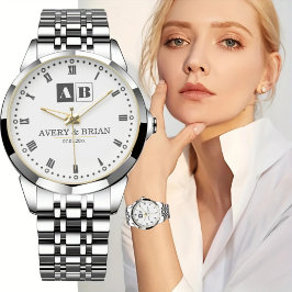 Minimalist Couples’ Personalized Names Initials Armbandsur