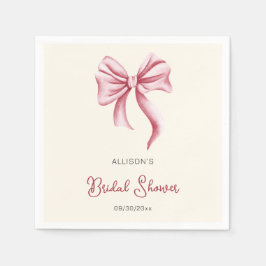 Minimalist Cream Blush Pink Bow Bridal Shower Pappersservett