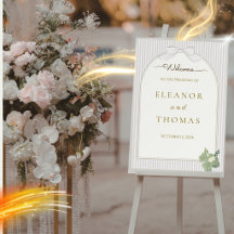 Minimalist Cream Welcome Wedding Poster with Bow &