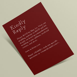 Minimalist Crimson Red Bröllop OSA Kort