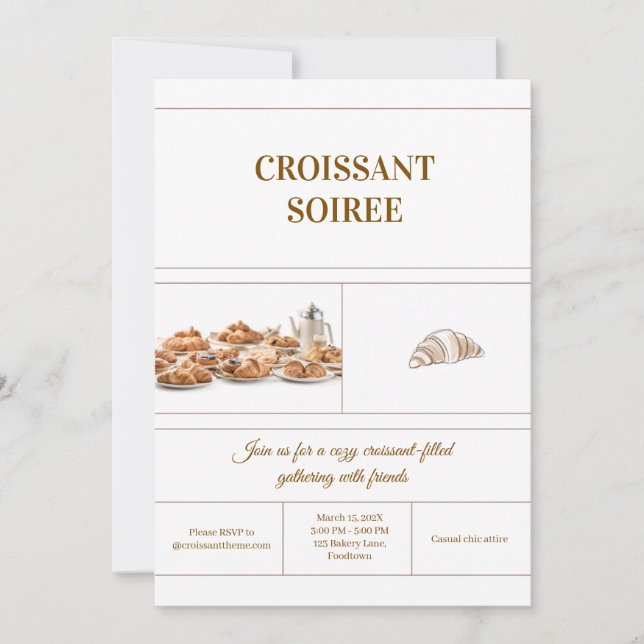 Minimalist Croissant-inbjudan Inbjudningar (Framsida)
