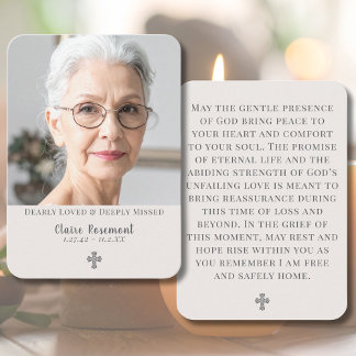 Minimalist Cross Funeral Photo Prayer Card Visitkort