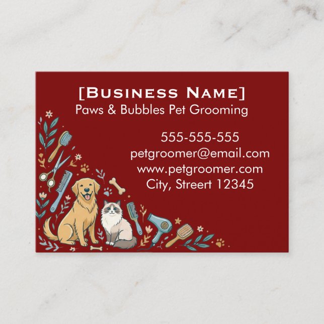 Minimalist Custom Pet Groomer Business Card  Visitkort (Framsida)
