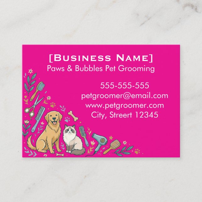 Minimalist Custom Pet Groomer Business Card  Visitkort (Framsida)