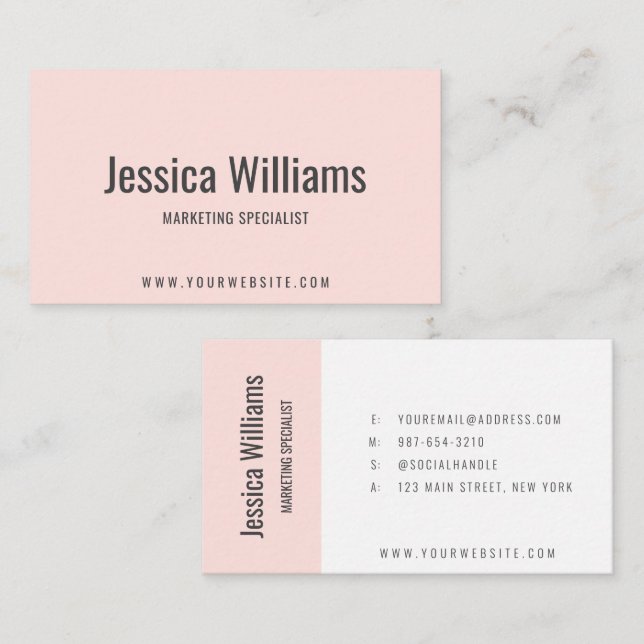 Minimalist Customizable Professional Blush Pink Visitkort (Fram/baksida)