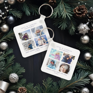 Minimalist Cute 8 Photos Collage Family Keepsake Nyckelring