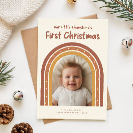 Minimalist Cute Baby's First Christmas Arch Photo Julkort