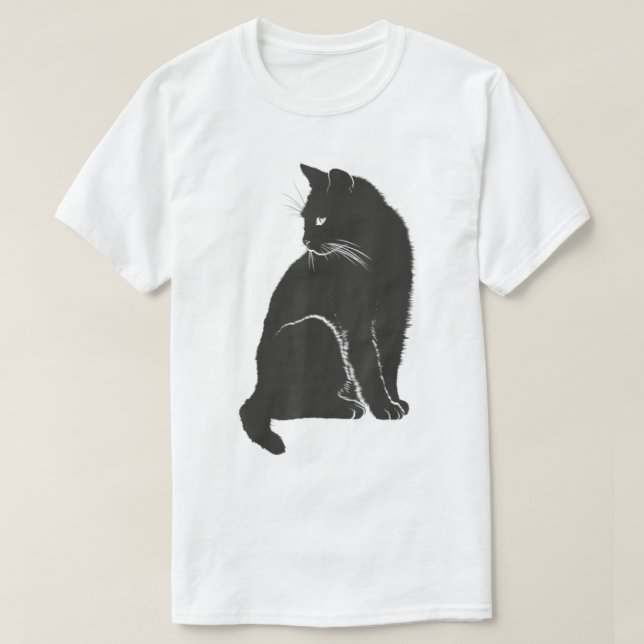 Minimalist Cute Black Cat Owner Feline Art Kitten  T Shirt (Design framsida)