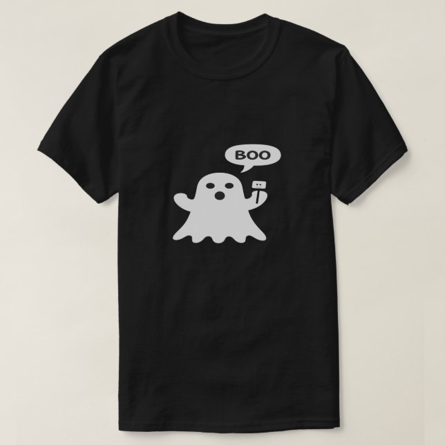Minimalist Cute Ghost Illustration with “Boo” Spee T Shirt (Design framsida)